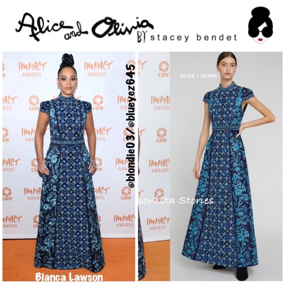 Alice + Olivia Dresses & Skirts - Alice + Olivia Nidia Embellished Mockneck Gown 2 NWT